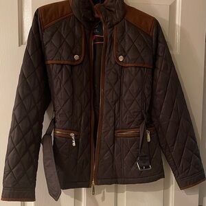 Vince Camuto Dark Brown Quilted Barn Utility Jacket